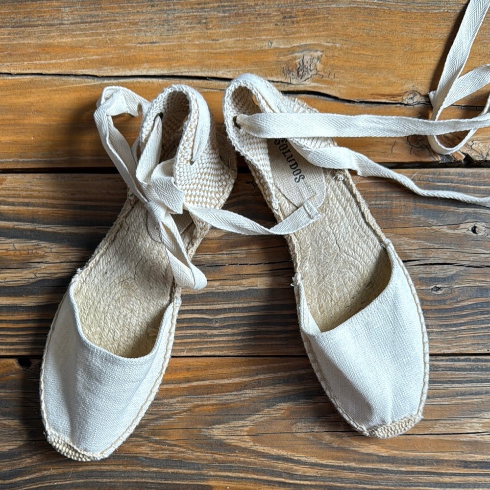 Soludos Cream Espadrille Flats size 8